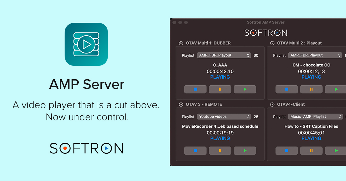 AMP Server Control 4x OnTheAir Video with AMP